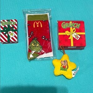 McDonald's x Grinch Holiday Socks / cards/ ornament bundle NWT